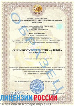 Образец сертификата соответствия аудитора №ST.RU.EXP.00006191-3 Ржев Сертификат ISO 50001